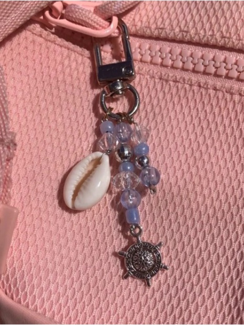 Pink Beaded Shell Charm Clutch Wristlet